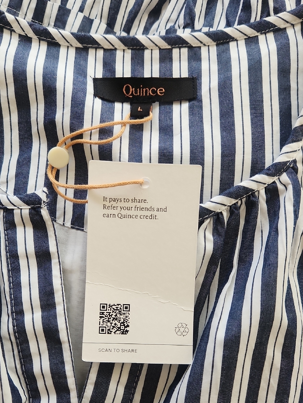 Quince 100% Organic Cotton Poplin Tiered Maxi Dress in Hudson Stripe L - Picture 10 of 17